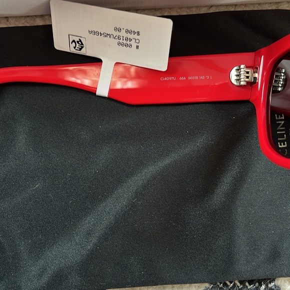 CELINE Women’s Shiny Red Monochroms Cat Eye Sunglasses—54mm - Picture 10 of 16